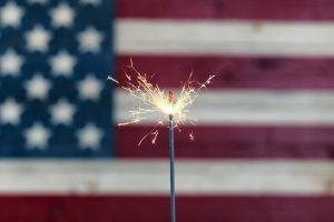 Independence in the Workplace Flag and Sparkler Independence Day